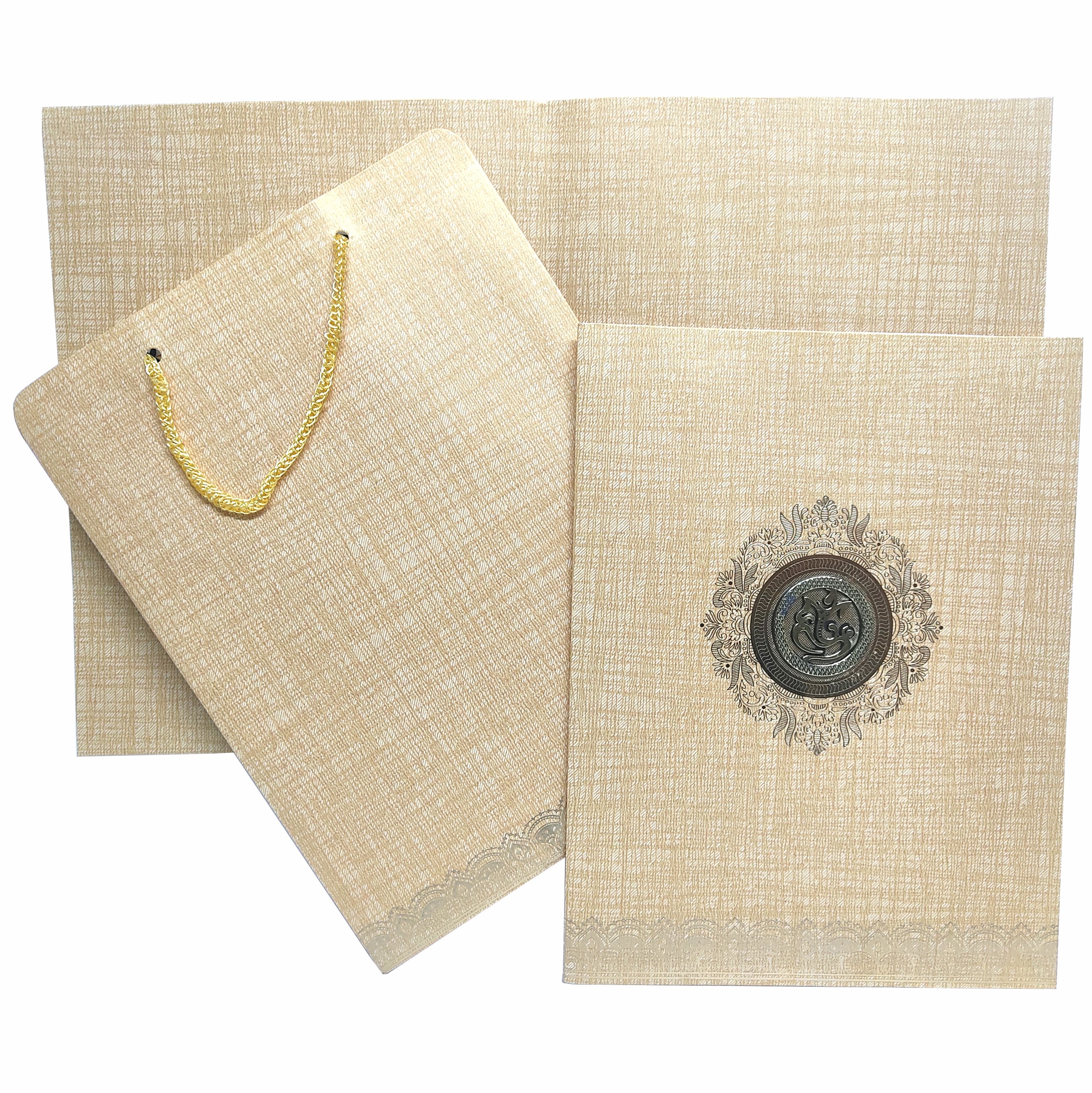 Charming Gold Shading With Ganesha Invitation Card-KNK50790-2